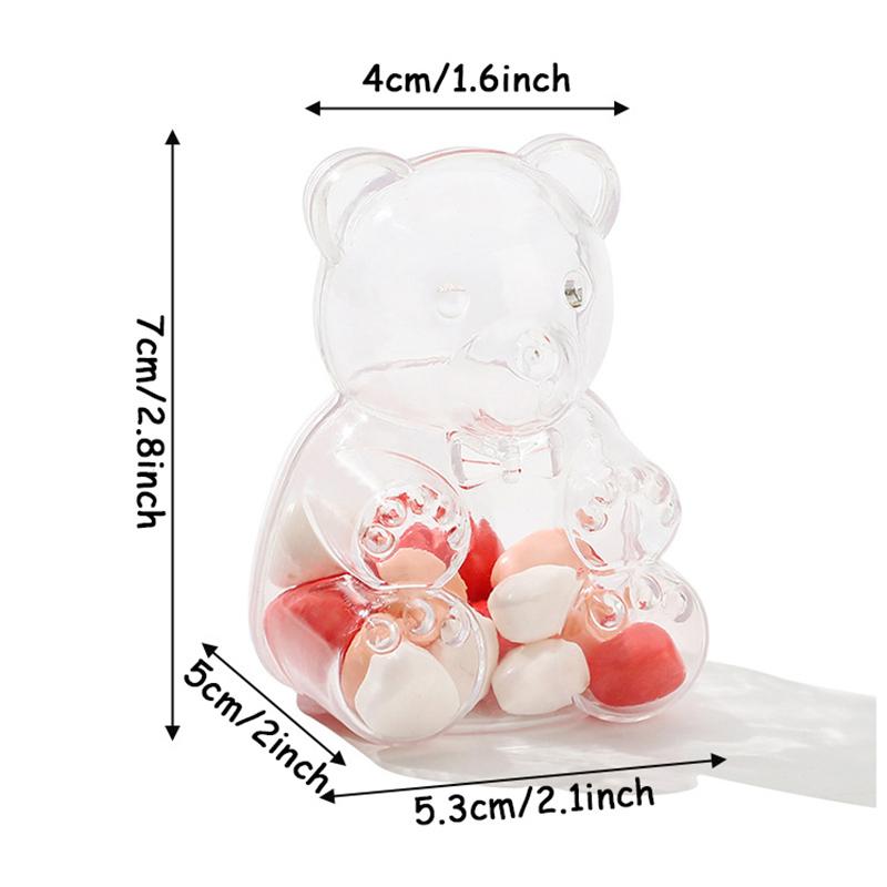 5pcs Transparent Bear Candy Box Plastic Wedding Gift Pink/Blue  Chocolate Boxes Baby Christmas Candy Storage Party Supply