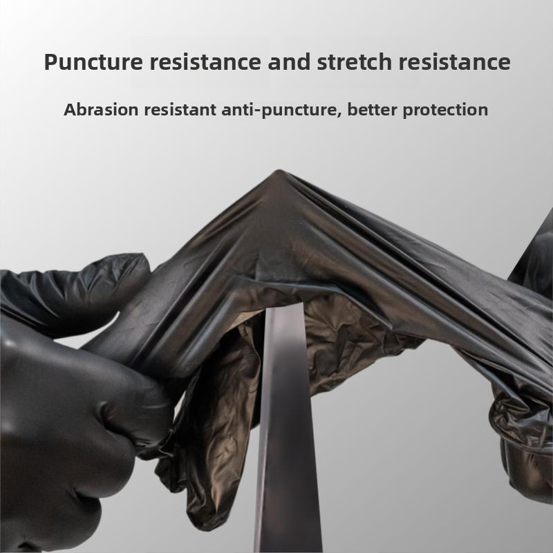 100PCS Black Nitrile Gloves Thickened Disposable Gloves for Cleaning Hairdressing Waterproof Dishwashing Tattoo Gloves