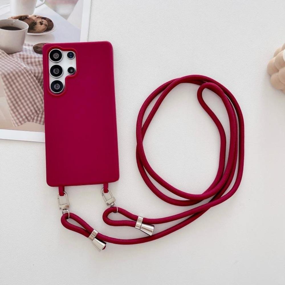Crossbody Necklace Lanyard Strap TPU Soft Silicone Case For Samsung S26 S25 S24 Edge S23 FE S22 Ultra Plus Drop Protective Cover