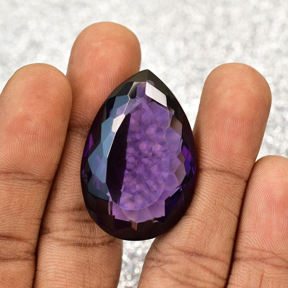 Natural Purple Amethyst Loose Gemstone 83.45 Ct Pear Cut Brazilian for Jewelry Making and Crafts