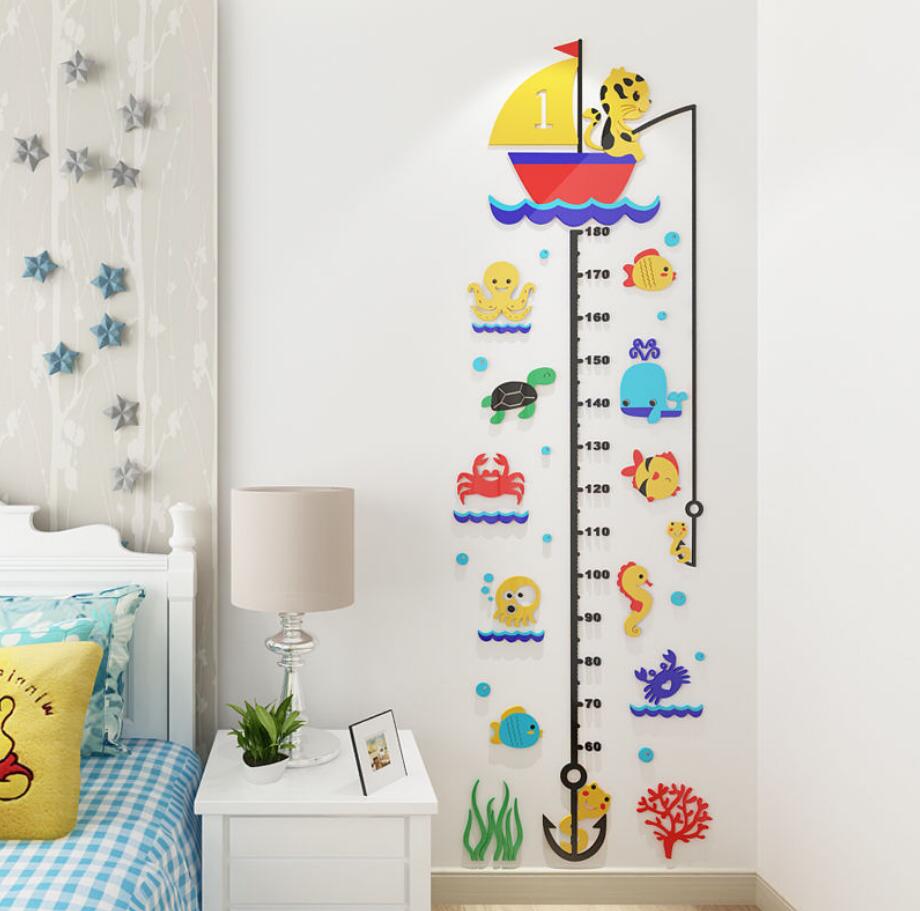 Cartoon Height Measure Decals For Kids Room Wall Decor Growth Children Chart PVC Wall Stickers Bedroom Decor DIY Wall Mural Art