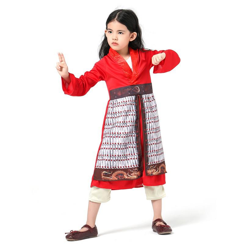 Dívčí cosplay kostým Mulan z hraného filmu na Halloween