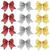 5Pcs/set Sparkling Christmas Bow Decoration Xmas Tree Pendant Ornaments Home Christmas New Year Party DIY Bows Decorations