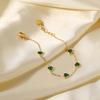 New Bracelet 14K Gold Heart-shaped Green Zircon Bracelet Titanium Steel Fashion Bracelet Jewelry for Women
