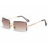 Two-piece PC Square Rimless Sunglasses Fashion Metal Retro Glasses for Men Women