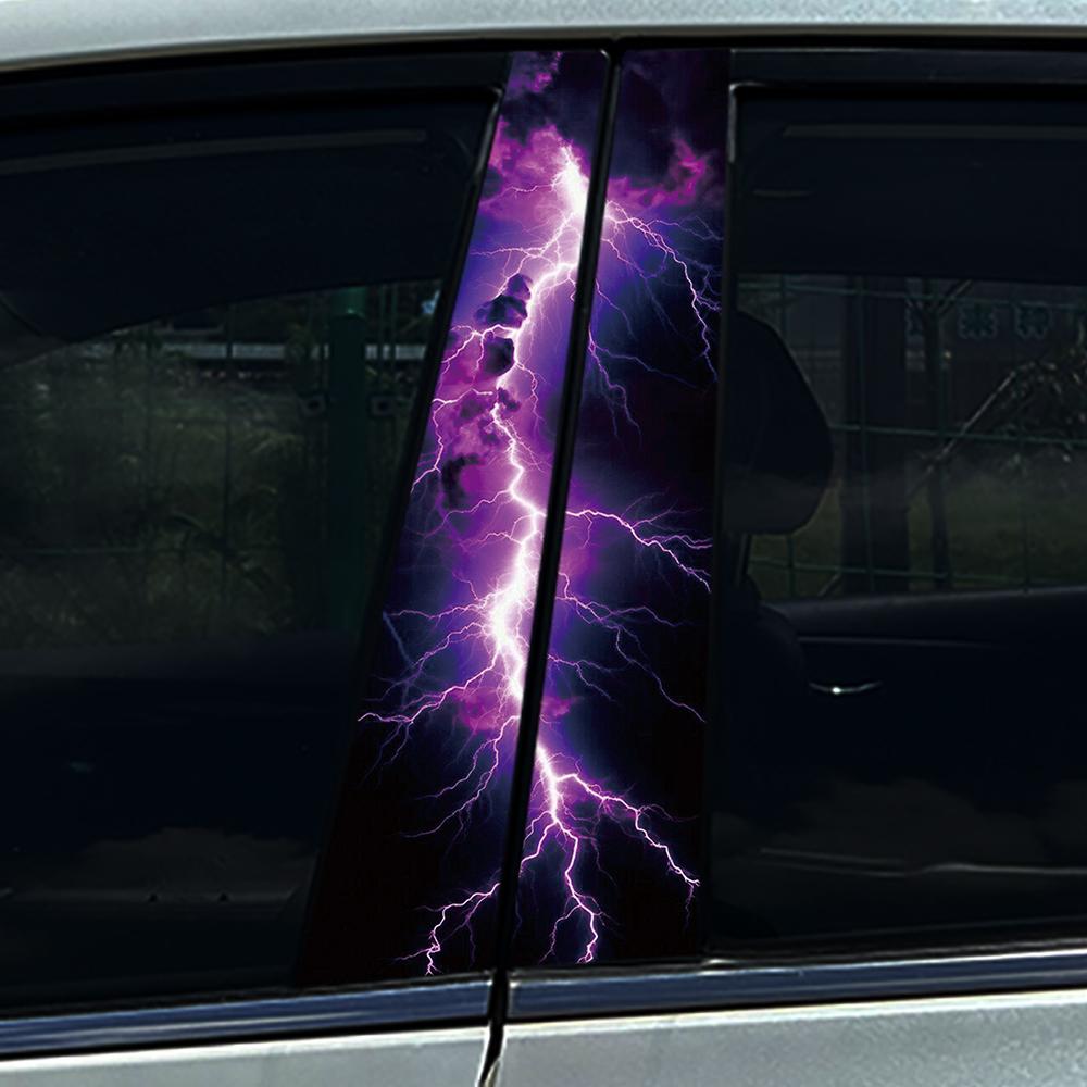 1PC/2PCS Cool Lightning Car Stickers DIY Car B-pillar Cover Scratches Waterproof Durable Decoration Auto PET Decals