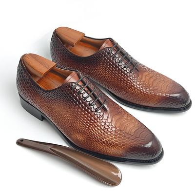 Fashion Luxury Formal Men Shoes Crocodile Embossed Social Business Handmade Lace-Up Fashion Customization Dress Man Shoe Genuine Leather