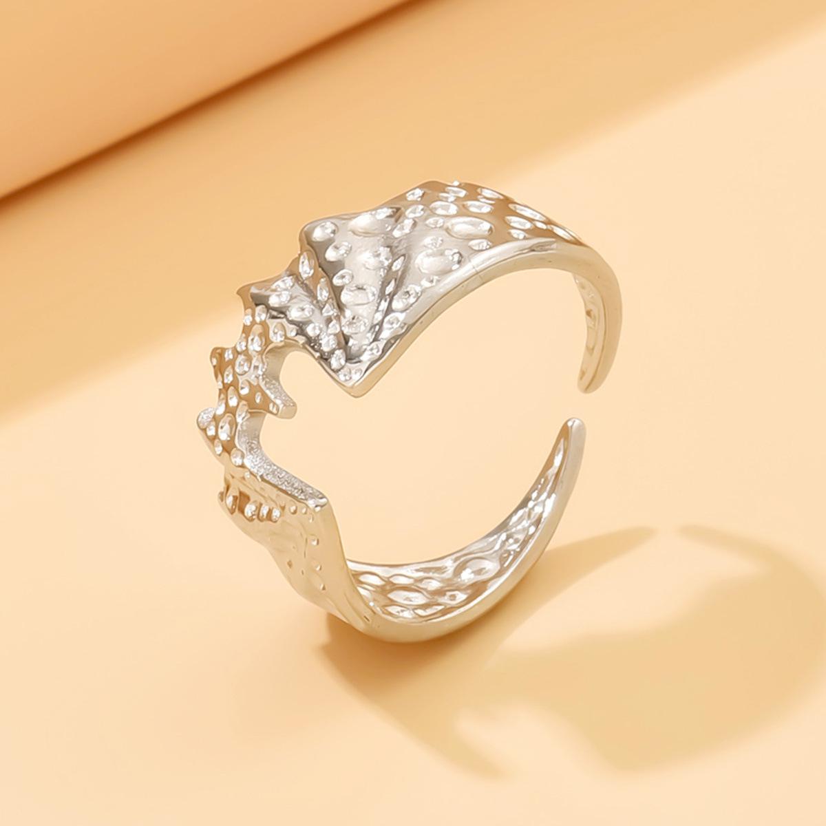 Stainless Steel Punk Bat Design Open Ring - European  American Boyfriend Style