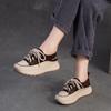 Fashion GKTINOO Genuine Leather Sneakers Thick Soled Casual Women's Shoes 2025 Autumn New Round Toe Lace-up Flat Platform Shoes