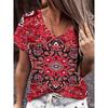 Fashion Women's V-neck T-shirt Summer Outdoor Street Trend Short-sleeved Blouse Floral Print Pattern Loose Clothing