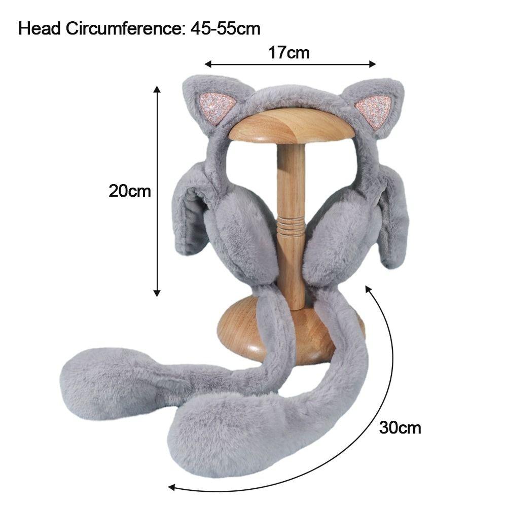New Funny Plush Cat Earmuffs Moving Earmuffs Children's Ear Protection Cute Solid Color Winter Warm Kids Earwarmer Ear Flap