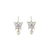 ANNA SUI Butterfly Motif Dangle Hook Earrings Silver Plated Titanium Post SAMA1540 XW