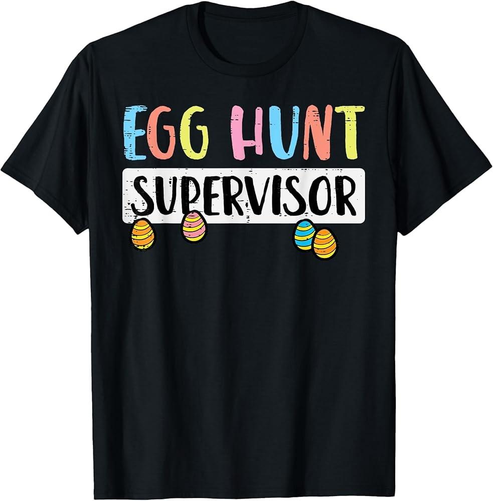 Смешная футболка унисекс  Супервайзер охоты за пасхальными яйцами S