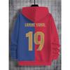 Boys' Football Hoodie, Red and Blue Color Blocked Pullover Sweatshirt, Soft Sports Jacket for Football Players and Fans