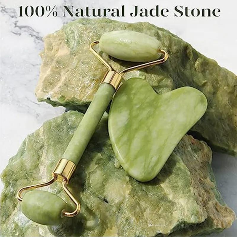 3pcs Natural Xiuyu Jade Roller Gua Sha Set Natural Stone Guasha Board Body Massage Facial Scraping Skin Care Tools