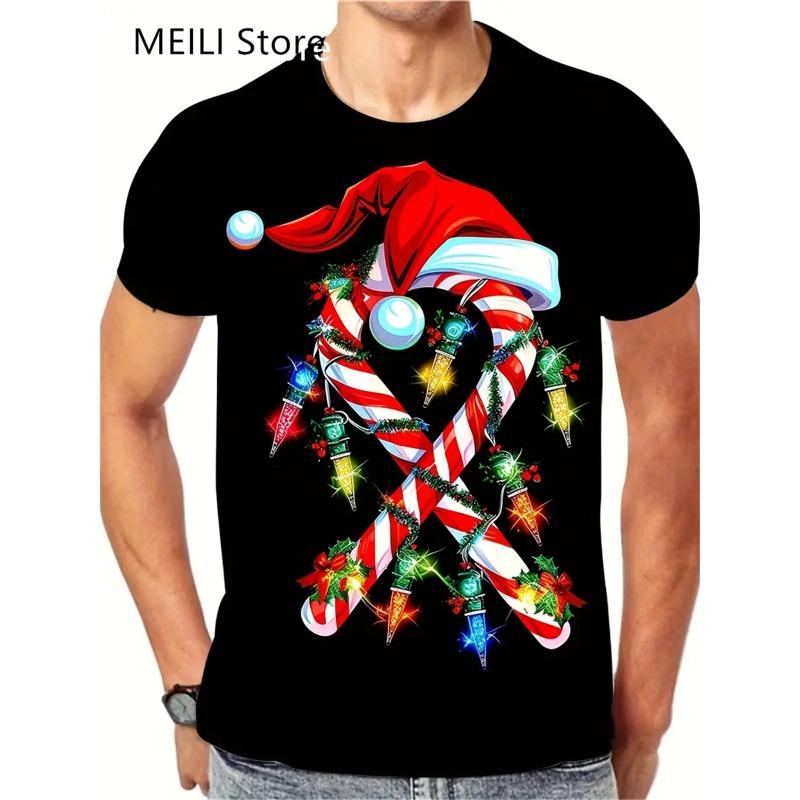 Christmas T-Shirts Summer Funny Santa Claus Fashion Tops Tee Mens Shirts Summer Holiday Boys Casual Crew Neck Oversized T-Shirts