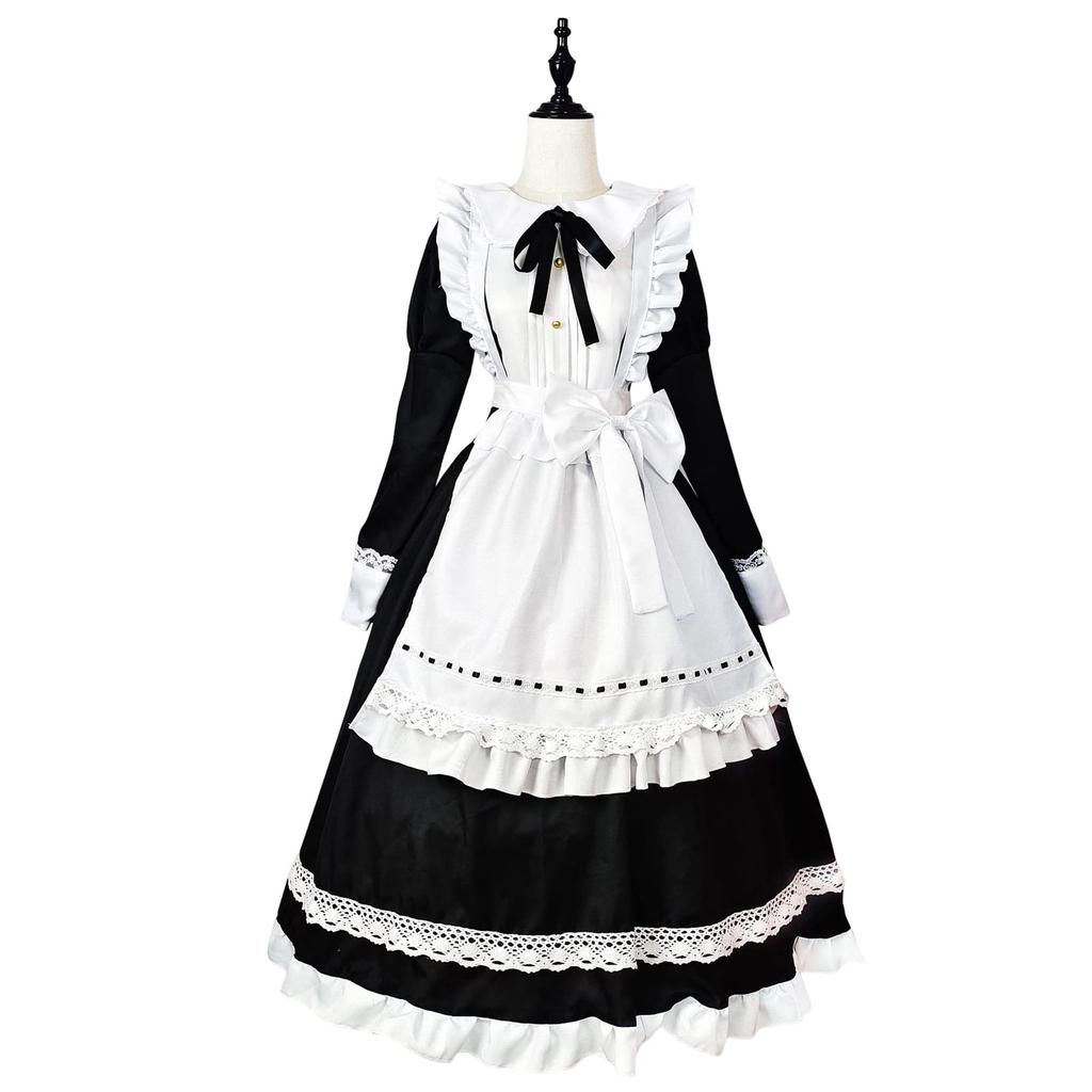 Maid costume cosplay British style lace ribbon maid costume long short sleeve long sleeve maid costume lace British Halloween formal maid cafe coffee