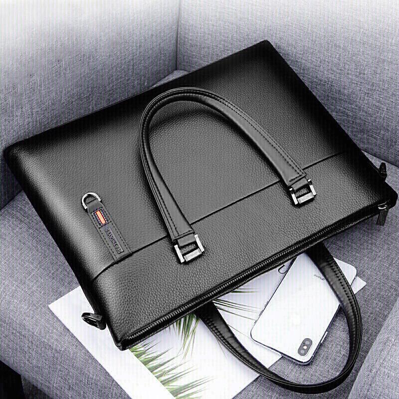 Qipilong Men's Top-Grain Leather Business Briefcase