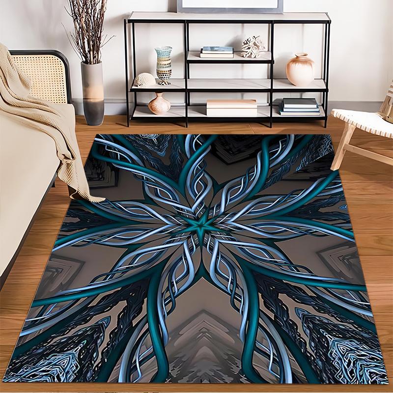 Modern Abstract Blue Geometric Pattern Carpet for Living Room Decor Suitable for Use As an Anti-slip for Living Room Bedroom Sofas