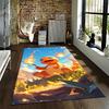 Orange Cartoon Dino with Flames Design Carpet for Kids Room Decor Suitable for use as an anti-slip for living room bedroom sofas