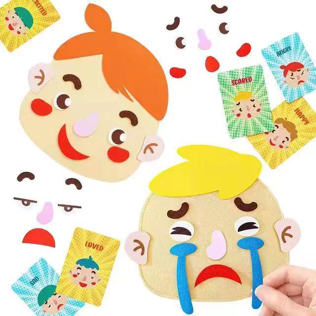 Kinder DIY Filz Ausdrucksboard: Kognitives Training & Lernspielzeug mit Gesichtsaufklebern für das frühe Lernen