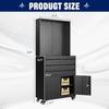 Metal Garage Storage Cabinet with Wheels,3-Drawer Rolling Tool Cabinet with 2 Door and Adjustable Shelves,71" Steel Tool Cabinet