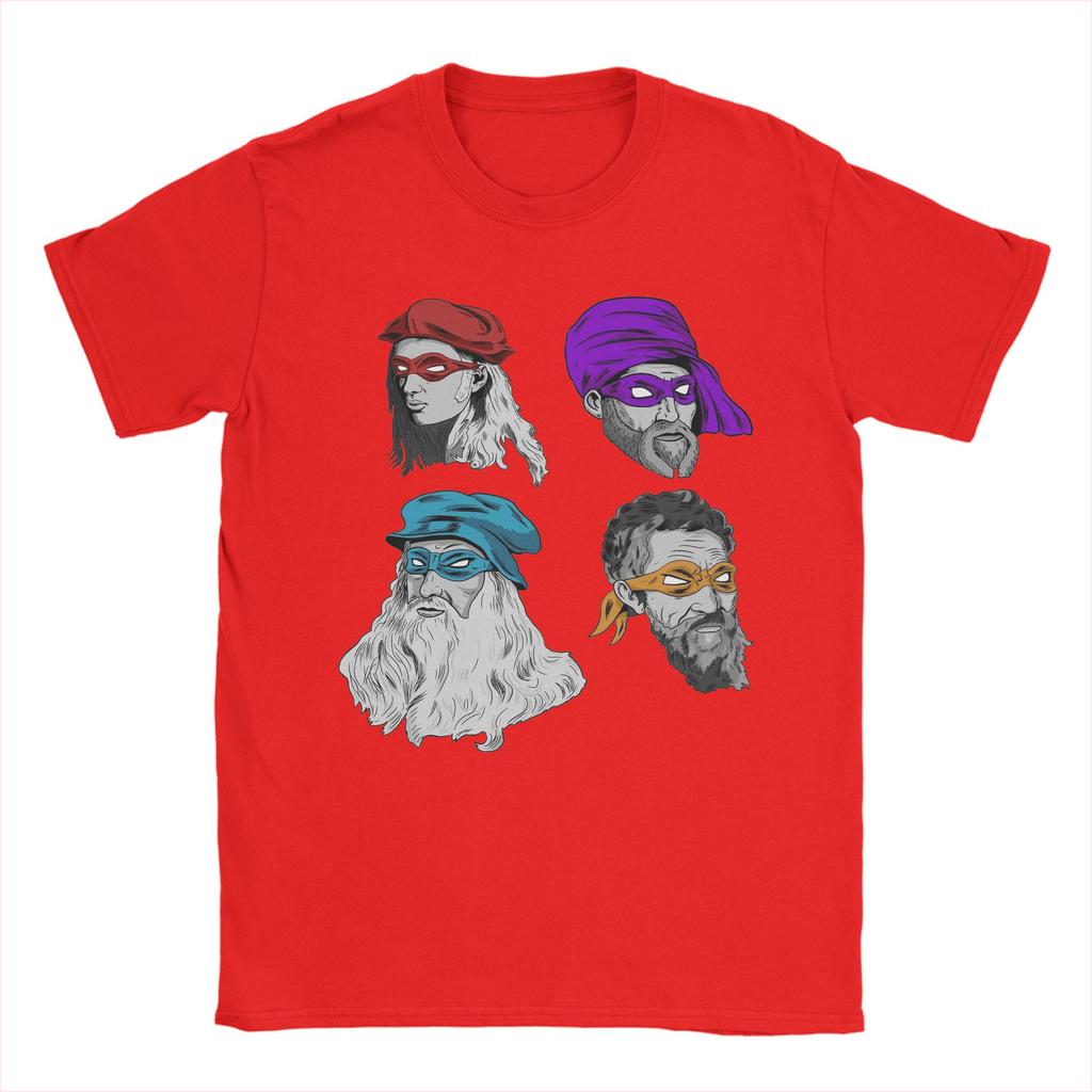 Vetenskap Sköldpaddor T-shirts Herr Bomull Vintage T-shirts Rund Hals Mutant Ninja Renässans T-shirts Kortärmade Toppar Tryckta