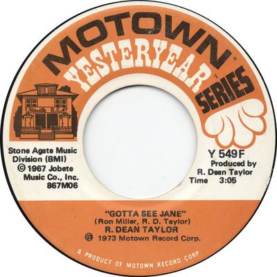7inch Record R. DEAN TAYLOR - Gotta See Jane / Indiana Wants Me Y549F Motown 1973 US Rock Used