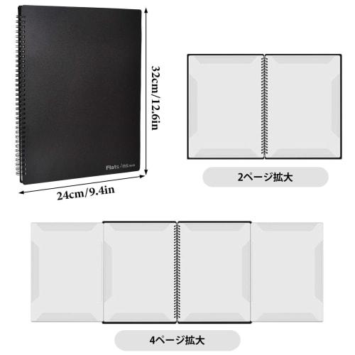 4-Sided Music Folder, A4 Size, Black, Spiral Binder, 40 Pages, Writable, for Sheet Music Storage and Organization, Perfect for Piano, Guitar, Recitals