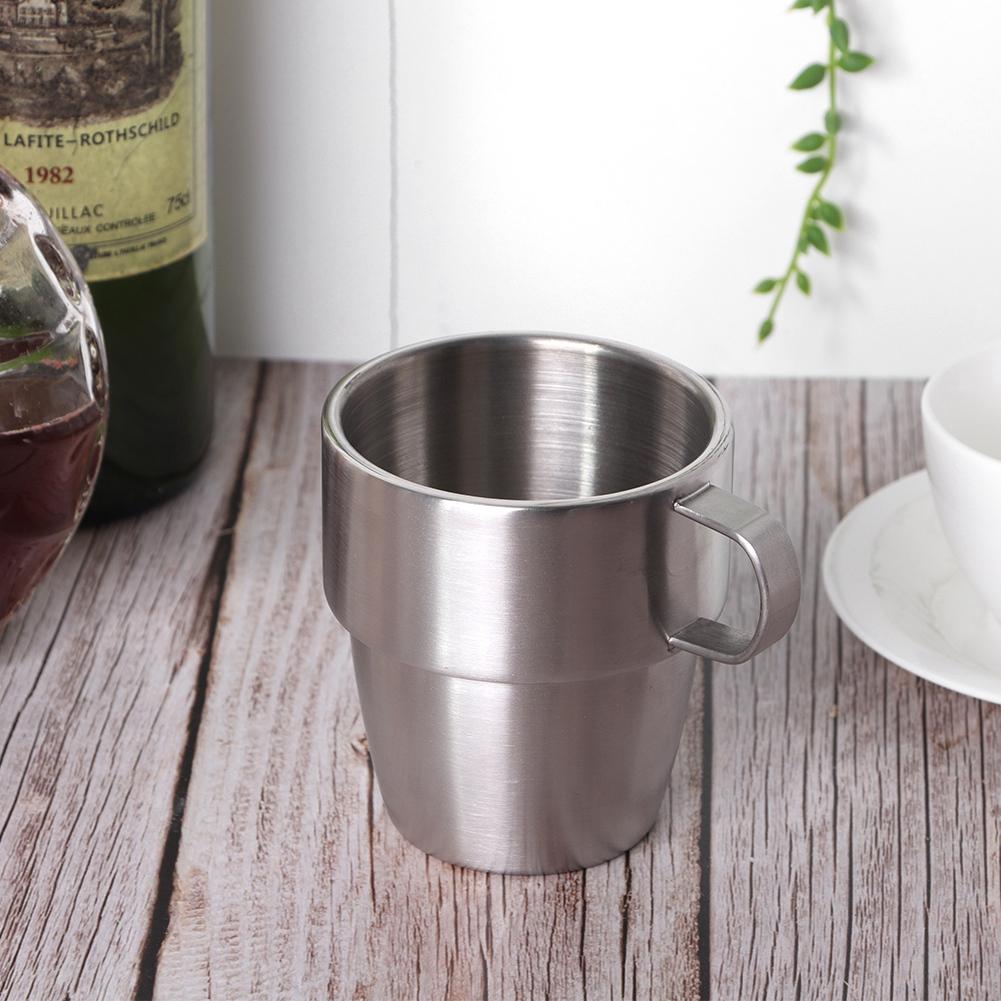 280ml Langlebiger doppelwandiger Edelstahl Bar Bierkrug mit Griff Weithalsbecher