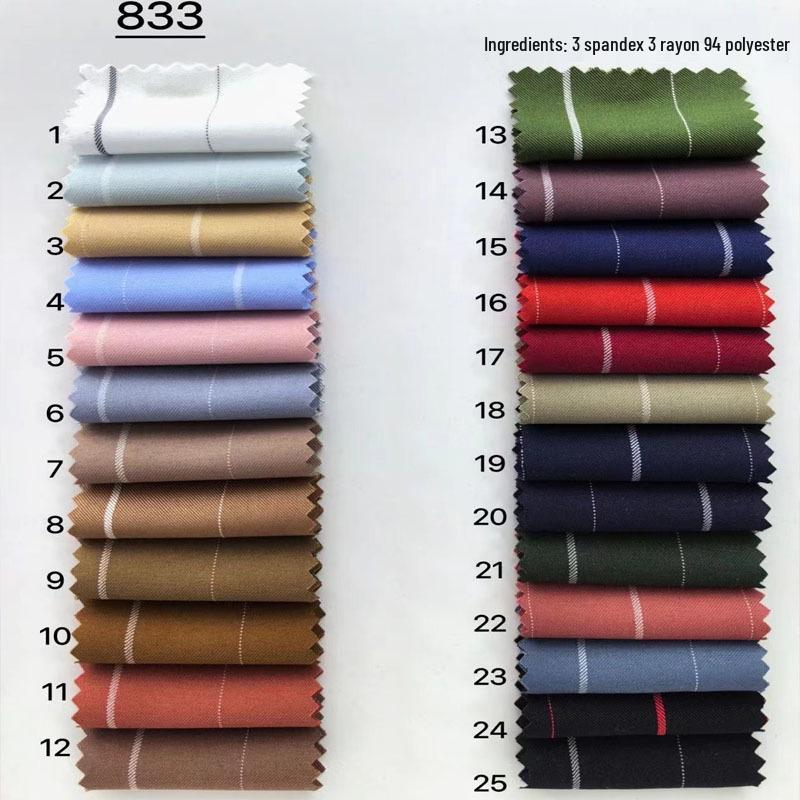 Striped Polyester Rayon Twill Shirt Fabric (1.5-1 Cm Stripes)
