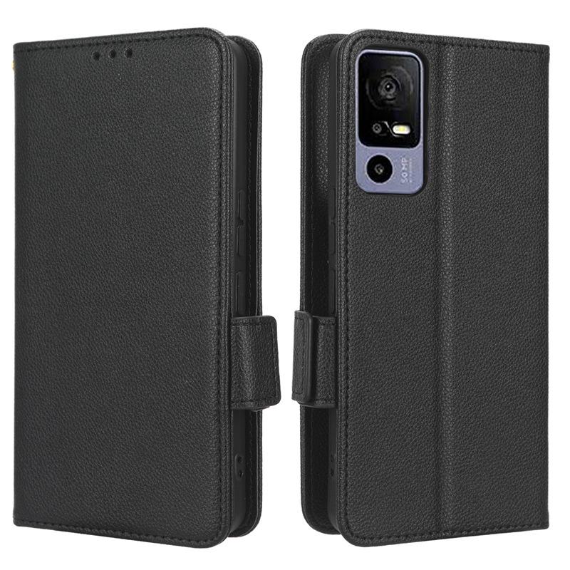 TCL 40R Lychee Pattern Leather Flip Wallet Case with Stand & Card Holder