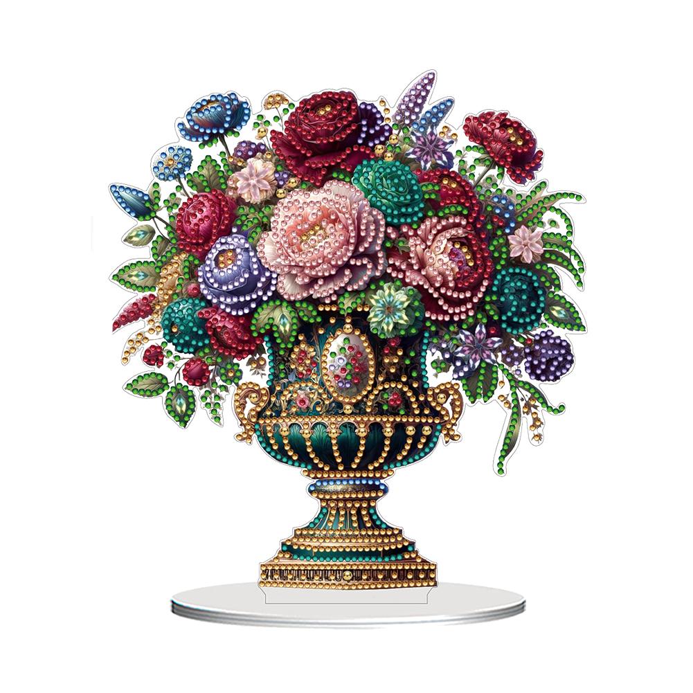 2D Flat Vase DIY Desktop Diamond Art Kits Special Shape Diamond Diamond Painting Desktop Ornaments Kit Bedroom Table Decoration