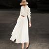 Abito Chemisier Elegante da Donna a Maniche Lunghe Bianco