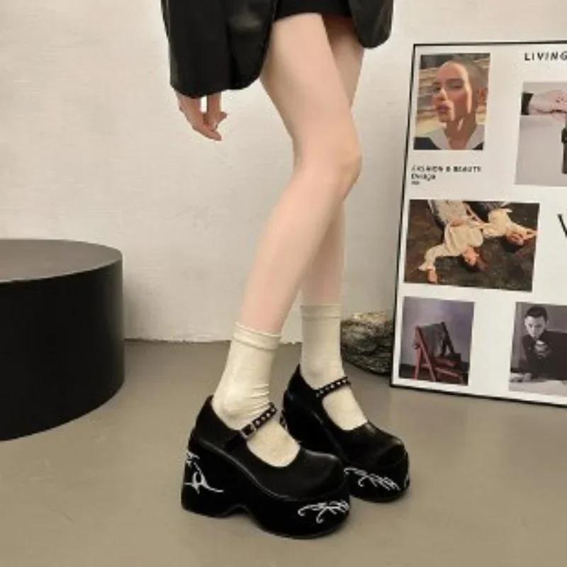 Dámske Platformové Topánky Marie Janes Topánky na Vysokom Podpätku Nový Dizajnérsky Potlač Náhodné Nízke Topánky Lodičky na Šaty Zapatos Mujer