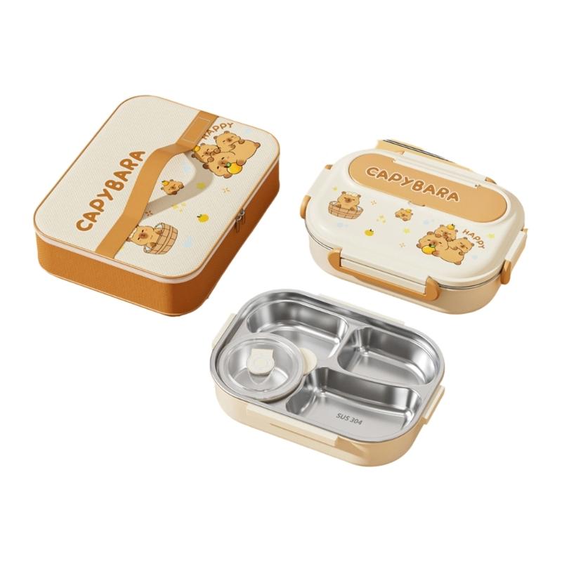 Stainless Steels Meal Preps Container Leak Proof Multiple Compartment Microwaveable Lunch Box For Travel Outdoor Use