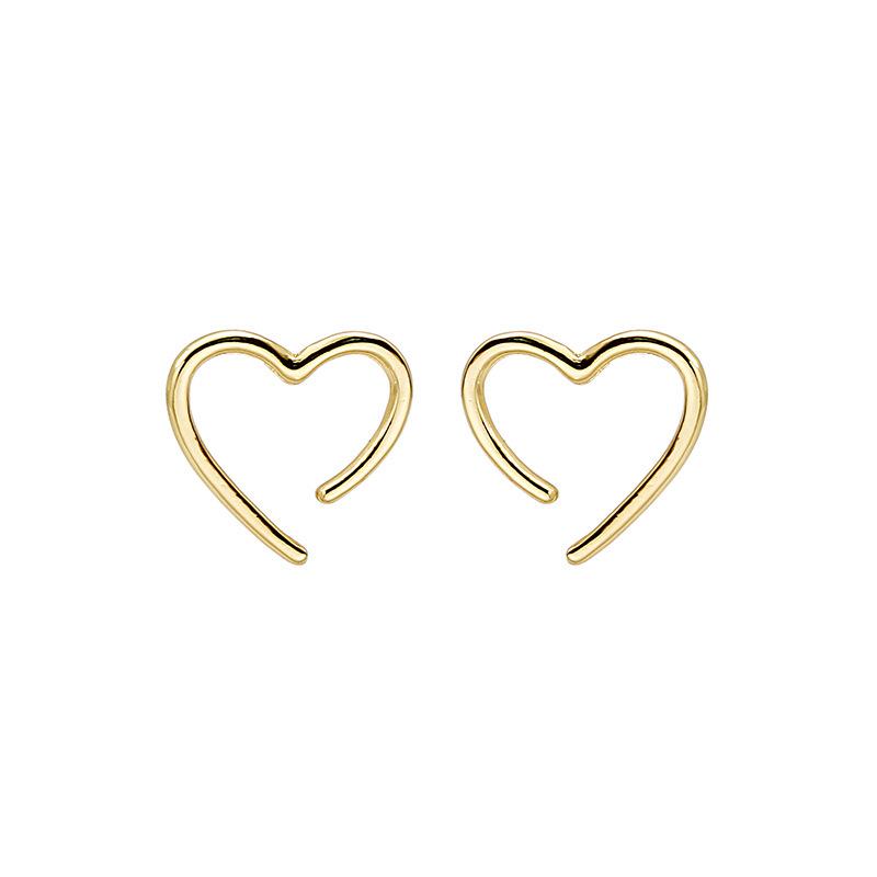 Silver Needle Non-Piercing Heart Earrings for Women - Minimalist, Simple Lines, Niche Design Ear Jewelry