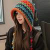 Colorful Rainbow Striped Knit Wool Beanie Hat For Women Winter Warm Crochet Ear Protection Cap Female Girl Snow Windproof Bonnet