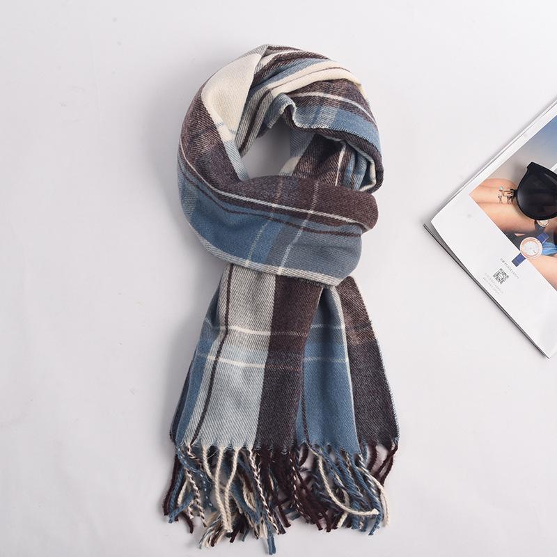 High-End Plaid Shawl for Women - 2025 Autumn/Winter Korean Style Thickened Imitation Cashmere Scarf