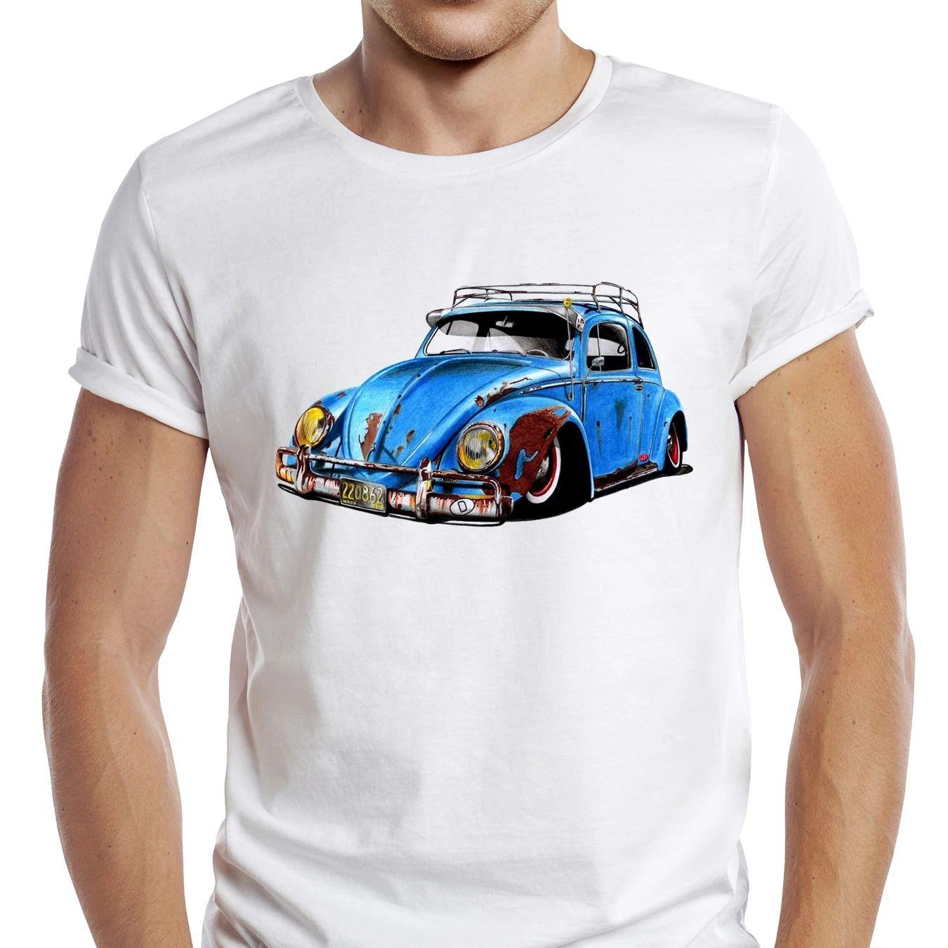 

Винтажная футболка Rusty Car для мужчин, повседневные мужские топы, хипстерская ретро-синяя классическая футболка с принтом автомобиля L
