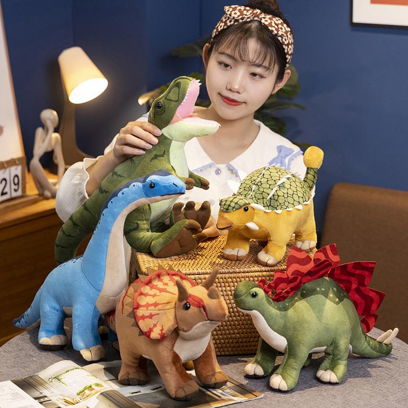 Simulation Dinosaur Plush Toy Lifelike Triceratops Ankylosaur Stegosaur Serpentine Dragon Plushies Doll Cartoon Soft Kids Toys