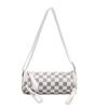 2025 new women's shoulder bag trendy fashion messenger mobile phone bag checkerboard wide shoulder strap cylindrical bag women