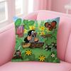 TThe LittleE Mole Cartoon Cushion Cover Natural Linen Pillow Case DoubleSided Print Decorative Sofa Pillowcase Home Decor Gift