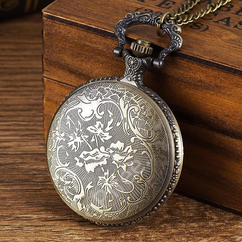 Pffee китайские бронзовые драконы винтажные кварцевые карманные часы с цепочкой мужские — фото 5