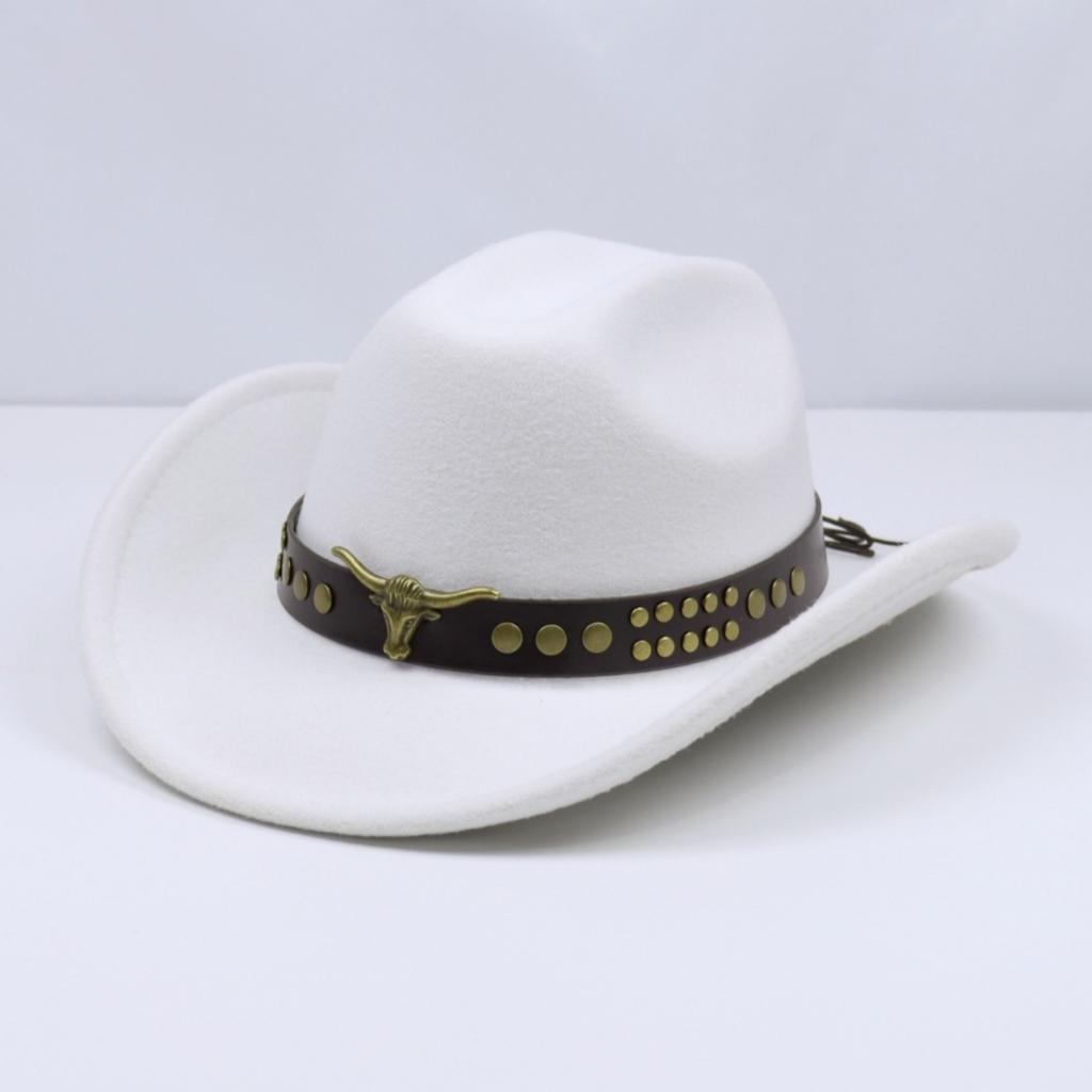 Popular cowhead jazz hat, vintage ethnic style wide-brimmed woolen hat, British gentleman's conical felt hat