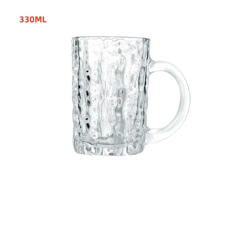 330ml/360ml Sklenice na víno s vlnitou texturou Sklenice s velkým objemem Křišťálové sklenice na pivo s uchem Šálek na čaj Bar Klub Party Sklenice na pivo