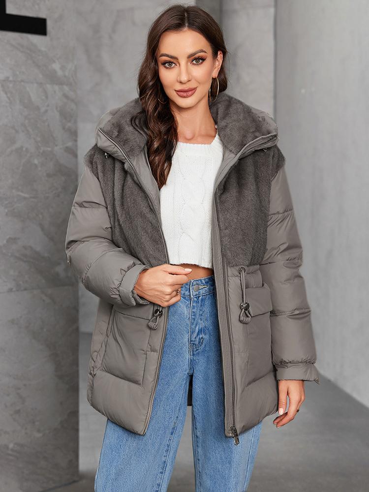 Cinemore Zimní péřová bunda Dámská Krátká Klasický design na zip Kapsa Stojáček Kapuce Slim Kabát Dámské Parky 9031