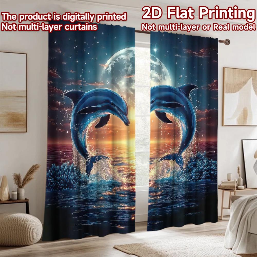 2D flat Photography Backdrop Background Banner Dolphins Jumping at Sunset 100% Polyester Family Party Use for Suitable for