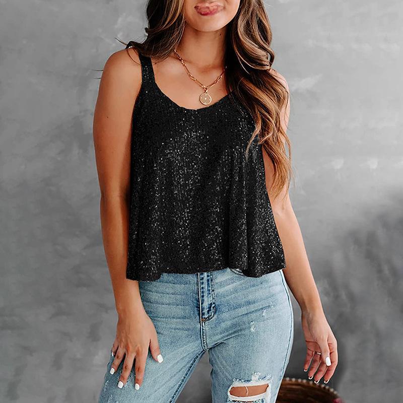 2026 Summer Hot European & American Women's Sleeveless Sequin Camisole