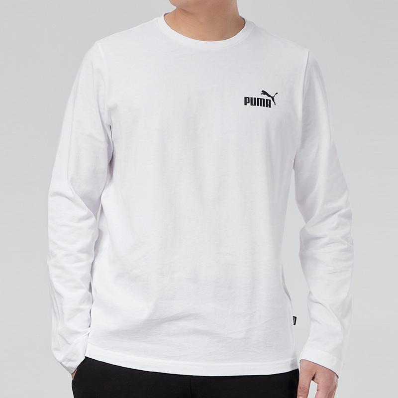 Puma Logo Print Casual Sport Crew Neck Pullover Long Sleeve T-Shirt Men Tops White 845924-02